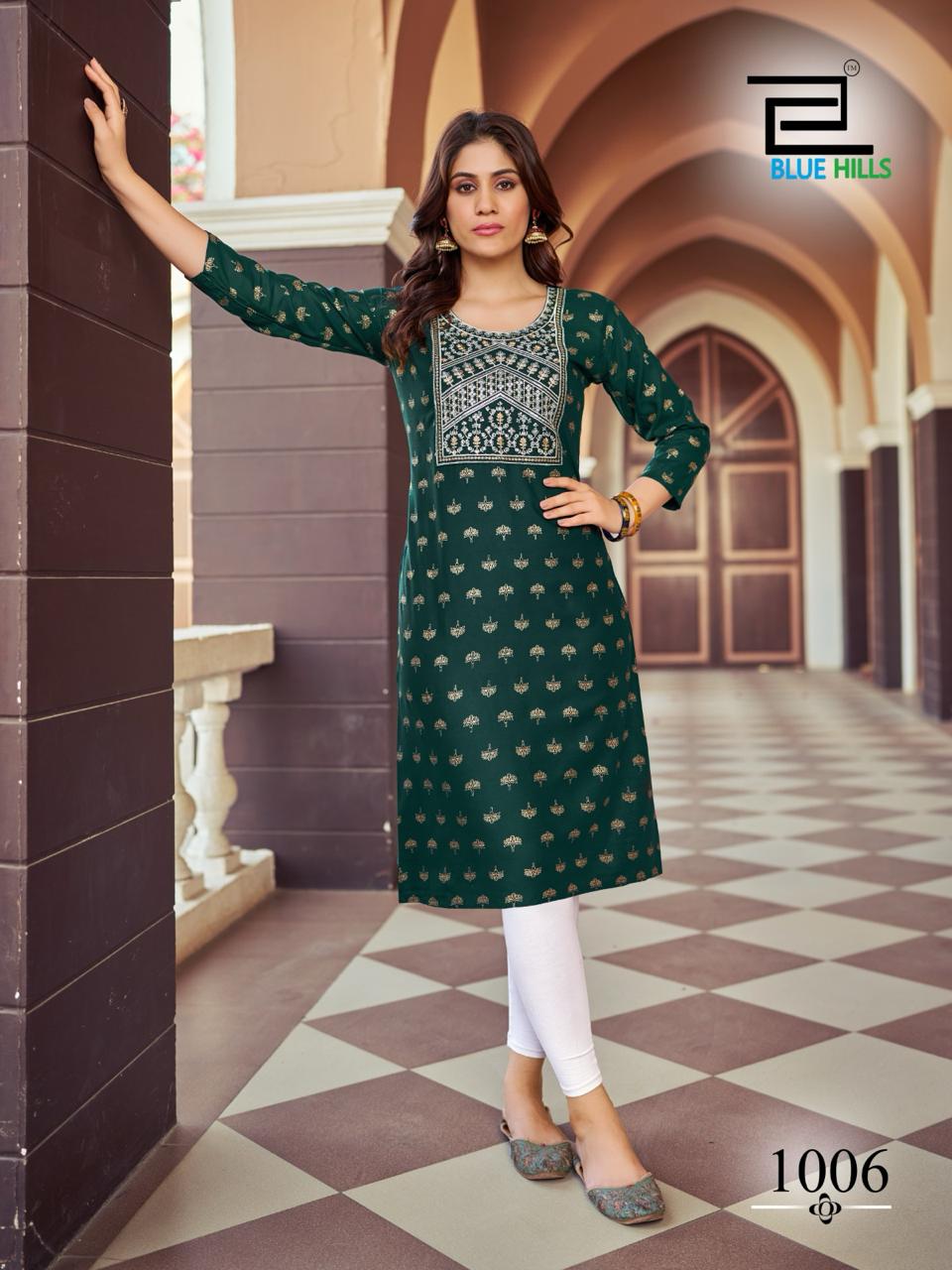 Oreo By Blue Hills Rayon Foil Printed Kurtis Wholesale Market In Surat